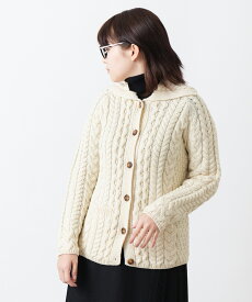 ARAN WOOLLEN MILLS レディース カーディガン アラン ウーレンミルズ メリノウール ケーブル フィット ホワイト ローゲージ ニット ギフト キャレイグ・ドン CARRAIG DONN トラッド