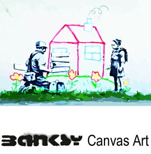 oNV[ Ǌ| A[g A[gpl A[gt[ BANKSY CANVAS ART oNV[ "Girl boarded up crayon playhouse " 30.5 x 21.0 BG G A[g LoX LoXA[g h OtBe