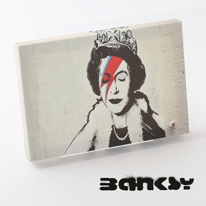 BANKSY CANVAS ART キャンバス アートファブリックパネル スモール "Bowie Paint Elizabeth" 31.5cm × 21cm バンクシー 女王陛下 ギフト トラッド