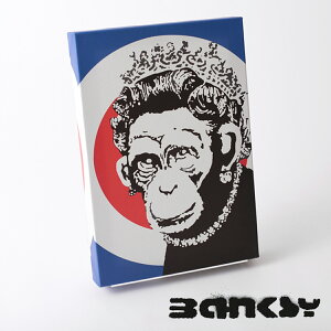 BANKSY CANVAS ART LoX A[gt@ubNpl X[ "Monkey Queen Roundel" 31.5cm × 21cm oNV[ L[ NC[ Mtg gbh