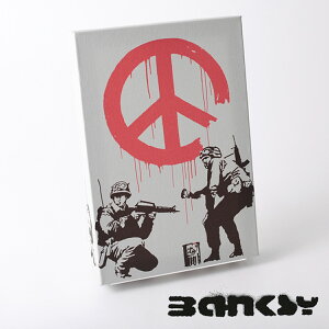 BANKSY CANVAS ART LoX A[gt@ubNpl X[ "Peace Sign Army Red" 31.5cm × 21cm oNV[ s[X TC bh Mtg gbh