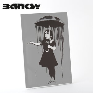 BANKSY CANVAS ART LoXA[gt@ubNpl "Girl in the Rain" 60cm × 40cm oNV[ Mtg