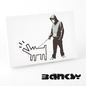BANKSY CANVAS ART L[X փO hbO LoX A[gt@ubNpl X[ "Haring Dog" 31.5cm × 21cm oNV[  dog Mtg