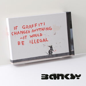 BANKSY CANVAS ART eLXg }EX LoX A[gt@ubNpl X[ "If Graffiti Changed Anything" 31.5cm × 21cm A[g zCg Mtg