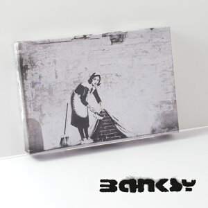 󂠂 BANKSY CANVAS ART LoX A[gt@ubNpl X[ "Maid Sweeping" 31.5cm × 21cm A[g Ch Mtg gbh