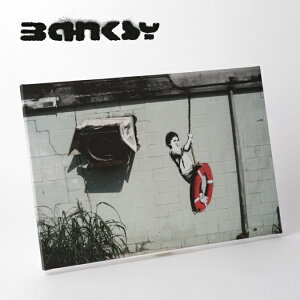 BANKSY CANVAS ART LoXA[gt@ubNpl "Boy Swing Dingy" 60cm × 40cm oNV[ Mtg