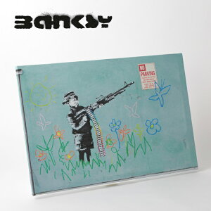BANKSY CANVAS ART LoXA[gt@ubNpl "Boy With Crayon Machinegun " 60cm × 40cm oNV[ N }VK Mtg