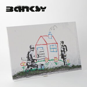 BANKSY CANVAS ART LoXA[gt@ubNpl "Crayon House Foreclosure" 60cm × 40cm oNV[ Mtg