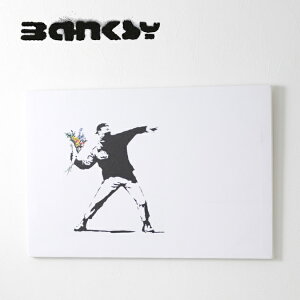 BANKSY CANVAS ART LoXA[gt@ubNpl "Flower Thrower Chucker" 60cm × 40cm oNV[ t[ X[@ Mtg
