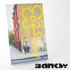 BANKSY CANVAS ART LoX A[gt@ubNpl "Yellow Line Flower" 60cm × 40cm oNV[ t[ flower  Mtg