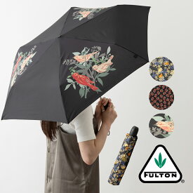 SALE セール フルトン FULTON 傘 折りたたみ OC Superslim レディース 花柄 チューリップ 小鳥 鳥 小型 軽量 ワンタッチ ジャンプ ジャンプ傘 自動開閉 黒 ブラック ギフト トラッド