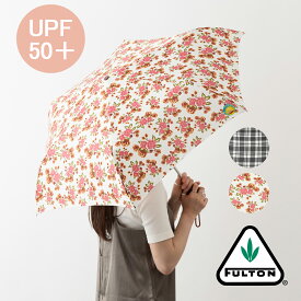 晴れ雨兼用 フルトン FULTON 傘 日傘 レディース 折りたたみ 軽量 Minilite UV ミニライト UVカット ピンクローズ トラディショナルチェック フラワー フローラル チェック 正規 かさ イギリス ロンドン ギフト プレゼント トラッド