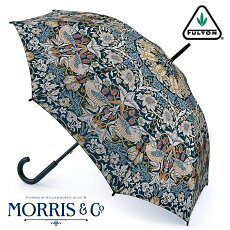 FULTON×Morris&Co傘レディースケンジントンストロベリーシーフイチゴ泥棒フルトン×ウィリアムモリステキスタイルブルー長傘かさプレゼントギフト