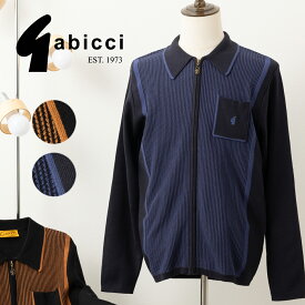 Gabicci フルジップポロカーディガン 長袖 ブラック ネイビー ガビッチ ジップスルー モッズファッション レトロ プレゼント ギフト メンズ