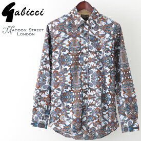 Gabicci メンズ 長袖シャツ ガビッチ ペイズリー Maddox Street London ストーム レトロ モッズファッション ギフト トラッド