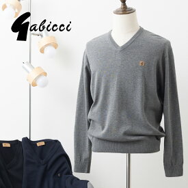 Gabicci メンズ セーター ガビッチ Vネック ニット クラシック レトロ 3色 ブラック グレー ネイビー 無地 モッズファッション ギフト トラッド