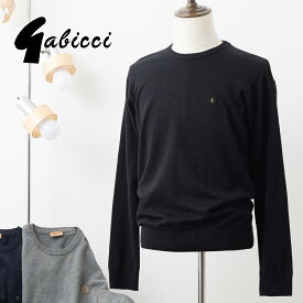Gabicci メンズ セーター ガビッチ クルーネック ニット クラシック レトロ 3色 ブラック グレー ネイビー 無地 モッズファッション ギフト トラッド