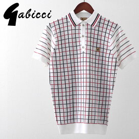 Gabicci メンズ ポロシャツ ポロ チェック ガビッチ 20s ホワイト レトロ モッズファッション ギフト トラッド