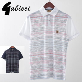Gabicci メンズ ポロシャツ ポロ ジオライン ドット ガビッチ 20s 2色 ネイビー ホワイト レトロ モッズファッション ギフト トラッド