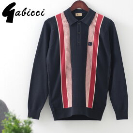 Gabicci メンズ クロックス ニット ポロシャツ 長袖 20s ガビッチ モッズファッション プレゼント ギフト