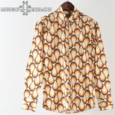 MadcapEnglandメンズ長袖シャツジオメトリックサークルトリップ19SS新作イエロー幾何学模様マッドキャッププレゼントギフト
