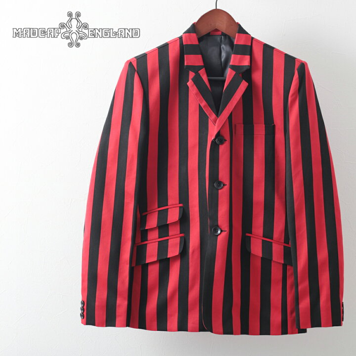 楽天市場 Madcap England ブレザージャケット ストライプ テーラード ボーティング マッドキャップ ブラックレッド メンズ ギフト トラッド Clozest モッズメンズレディース