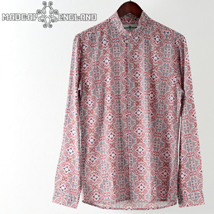 楽天市場 Madcap England メンズ 長袖シャツ フローラル クレリック アブストラクト レッド レトロ マッドキャップ ギフト モッズファッション トラッド Clozest モッズメンズレディース