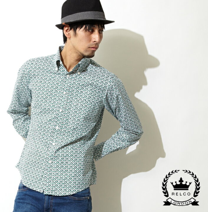 楽天市場 Relco シャツ 長袖 Geometric メンズ モッズ グリーン Uk モッズシャツ モッズファッション ギフト トラッド Clozest モッズメンズレディース