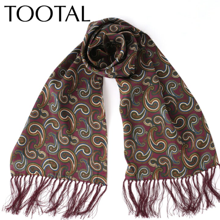 楽天市場】Tootal Vintage メンズ シルクスカーフ ペイズリー ワイン 