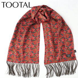 Tootal Vintage メンズ シルクスカーフ ペイズリー フラワー レッド 160×27cm オリジナル トゥータル ヴィンテージ レディース 花柄 ストール フリンジ モッズファッション トラッド