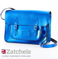 Zatchelsサッチェルバッグ16インチ英国製【送料無料】かばんバッグ鞄英国ブランドメタリックサッチェルショルダーバッグ本革レザーメンズレディースMadeinEngland本革レザーコバルトCobaltUKザッチェルズzatmet16cobalt