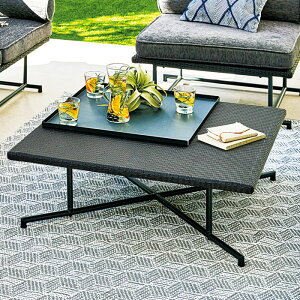 PATIO PETITE(パティオプティ) MAシリーズ マシリーズ MA-ローテーブル黒 ブラック ガーデンテーブル ソファテーブル 大きい 低い べランダ バルコニー テラス 屋外 机 ラタン調 ラタンテーブル