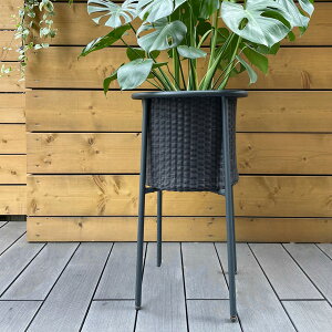PATIO PETITE(パティオプティ) MAシリーズ マシリーズ MA-プランター トール 8号 黒 ブラック 鉢カバー おしゃれ プランターカバー ラタン調 バスケット スタンド付き スタンド付きポット ポット