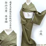 牛首紬 小紋 石川県指定無形文化財 大臣指定工芸品 蒔き糊染 カジュアル 御仕立上りガード加工済(3458)