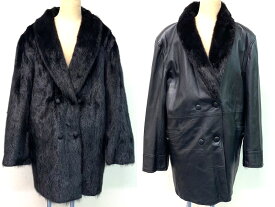 MINK Men's メンズ リバーシブル毛皮コート ブラックミンク realfur リアルファー ミディアム丈 着丈85cm 裾周囲138cm club藤(N433)l-y