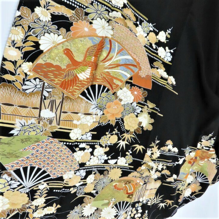 楽天市場】千總 黒留袖 京の老舗450余年 檜扇鳳凰紋 金駒刺繍 黒留袖 