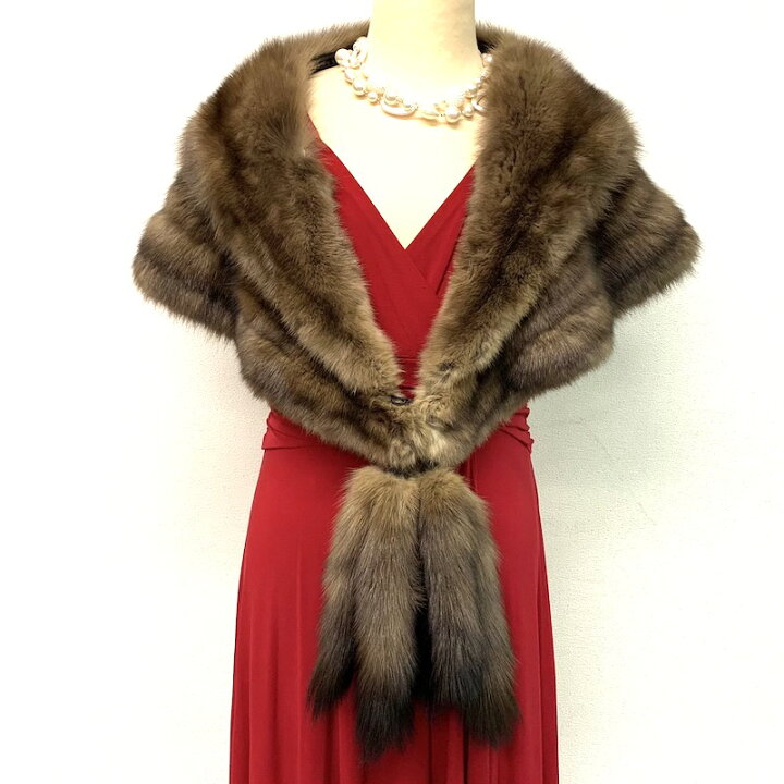 楽天市場】sable セーブル ショール ストール real fur ブラウン系 
