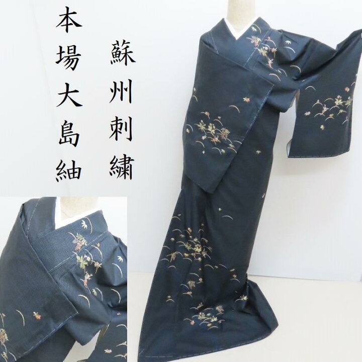 Club藤☆付け下げ ぐらつか 汕頭刺繍 本場大島紬 お仕立上(3103LYM)