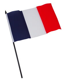 応援用 ハンディー フラッグ フランス 国旗 15x22.5cm 小籏 ポール付き ブルー ホワイト レッド 青 白 赤