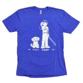 MLB 大谷 翔平 SHOHEI ＆ デコピン Tシャツ ブルー 青 犬 ドジャース 大リーグ メジャーリーグ 野球 オフィシャル 公式