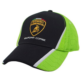 ランボルギーニ スクアドラコルセ チーム ベースボール キャップ ブラック / グリーン 帽子 黒 緑 公式