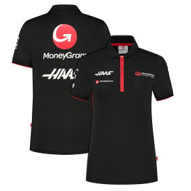 【レディース】 2023 ハース HAAS F1 チーム ポロシャツ ブラック / レッド 公式 F1 半袖 黒 赤