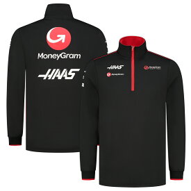 2023 ハース HAAS F1 チーム ハーフジップ スウェット ブラック / レッド 公式 F1 半袖 黒 赤