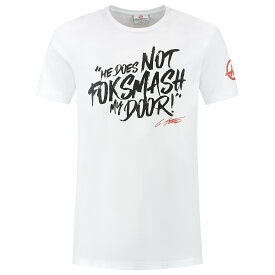 マネーグラム ハース HAAS F1 チーム オフィシャル Foksmash Quote Tシャツ ホワイト 白 ”彼は私のドアを壊さない” 公式