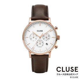 クルース CLUSE 日本公式ストア アラヴィスクロノ レザー ローズゴールド ホワイト ダークブラウン メンズ レディース 男性 女性 ペアウォッチ 腕時計 時計 防水 クォーツ