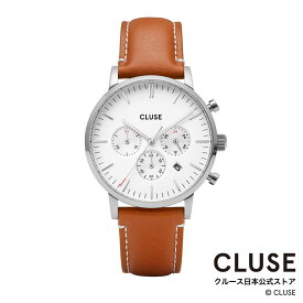 クルース CLUSE 日本公式ストア アラヴィスクロノ レザー シルバー ホワイト ライトブラウン メンズ レディース 男性 女性 ペアウォッチ 腕時計 時計 防水 クォーツ