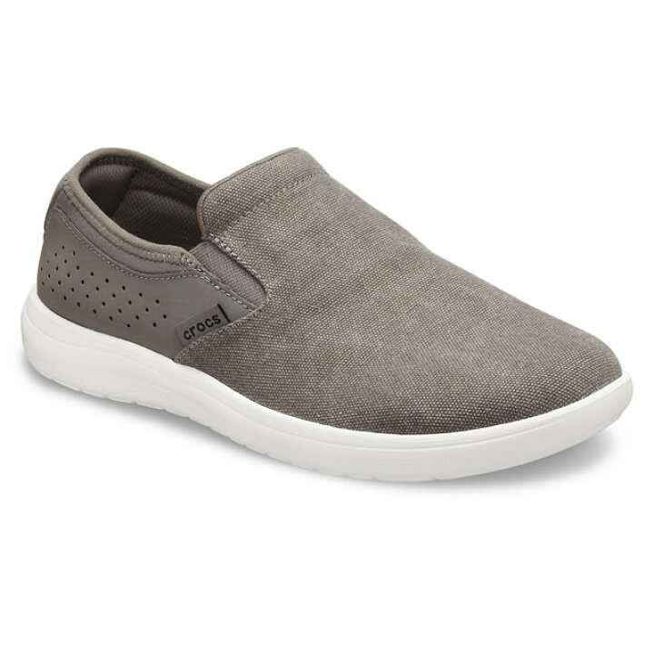 楽天市場 クロックス メンズ リバイバ キャンバス スリッポン スレート グレーｘホワイト Crocs Reviva Canvas Slip On Slate Greyｘwhite Clustic R