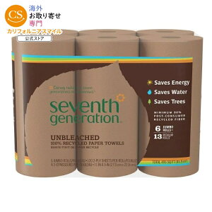 �Z�u���X�W�F�l���[�V���� 100%�Đ��� ���Y���y�[�p�[�^�I�� 6���[�� Seventh Generation 100% Recycled Unbleached Paper Towels 6 count �y�����񂹏��i�z