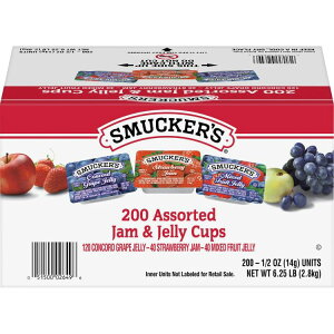 ySiΏہE펞2300~E3800~E41000~OFFN[|zyAJRXgRizX}bJ[Y A\[gW[[Jbv 14g 200 Smucker's Assorted Jam & Jelly Cups, 0.5 oz, 200-county