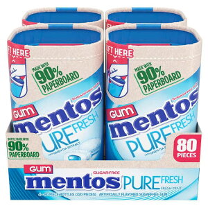 yAJRXgRizgX VK[t[ sAtbVK tbV~g ΒGLX 4  Mentos, Sugar Free Pure Fresh Gum, Freshmint with Green Tea Extract, 80 Pieces, 4-County